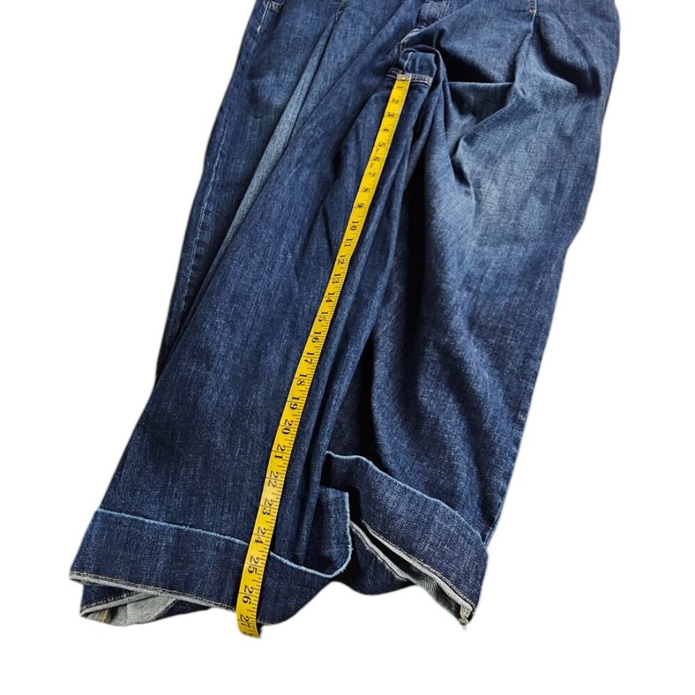 Pilcro Anthropologie Dark Blue Wide Leg Jeans Size 24W - Picture 6 of 11